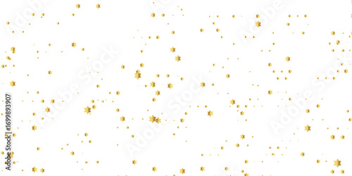 Gold confetti star seamless pattern. Yellow spark repeated wallpaper. Golden glitter sparkle repeating background.eps10