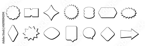 Sun starburst promo frame badge shapes set. Bubble price offer stars decorative sun explosion elements collection. Trendy vintage abstract callout cartoon banners vector templates bundle Isolated