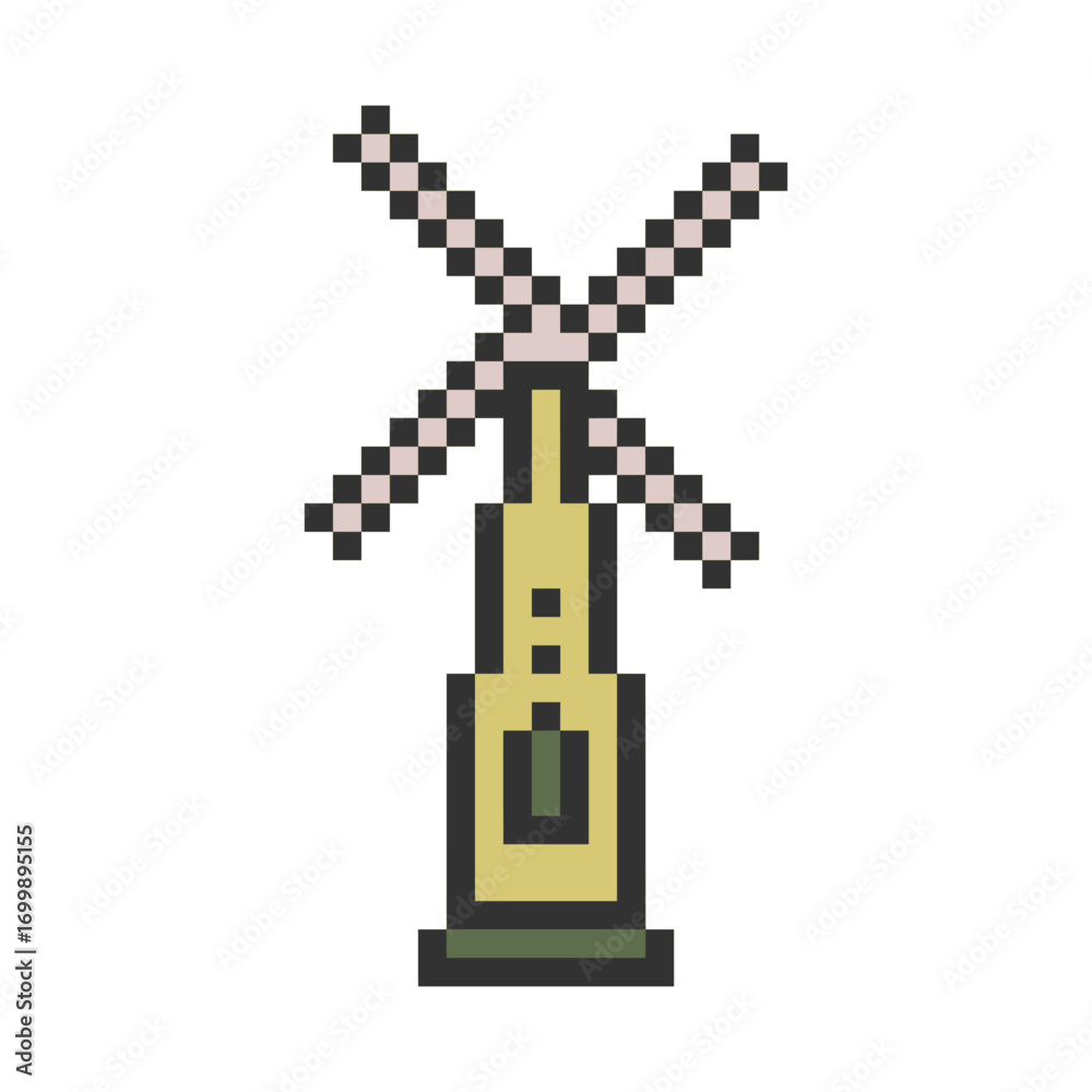 Fototapeta premium windmill building retro pixel art