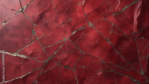 Red Cracked Marble with Gold Veins – Luxury Abstract Stone Background