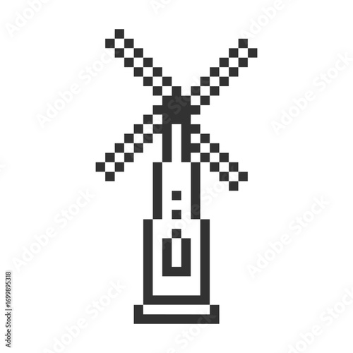 windmill building retro pixel art