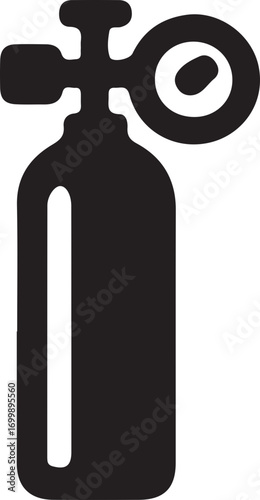Black silhouette icon of a gas cylinder with a pressure gauge and regulator, symbolizing compressed gas storage.