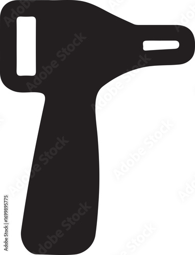 Black silhouette of a medical diagnostic instrument, resembling an otoscope, used for professional examination and healthcare.