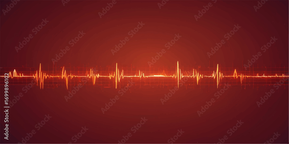 Obraz premium A vibrant red and green electrocardiogram wave depicts a rhythmic heart pulse on a medical monitor, symbolizing the beat of life and love