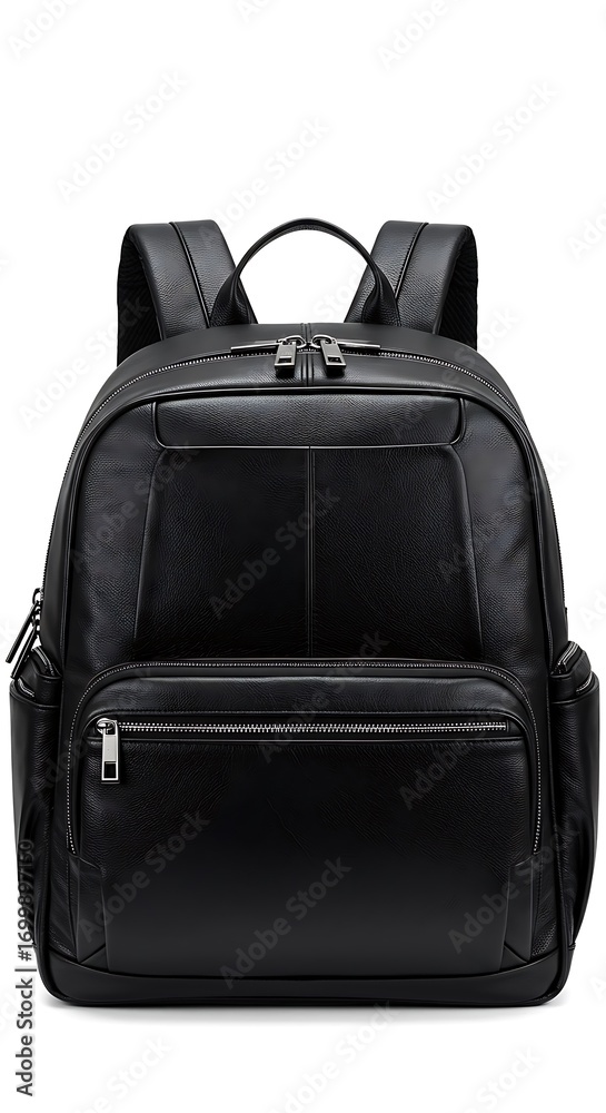 Naklejka premium Sleek Black Leather Backpack