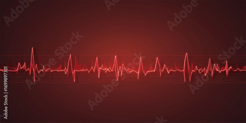 A vibrant red cardiogram on a medical monitor shows a strong, healthy heartbeat