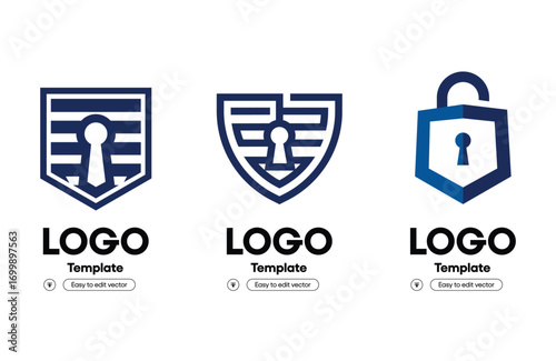 Lock icons with shield and key elements with transparent background