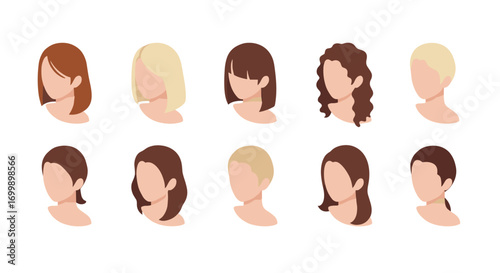 Trendy female hairstyles collection in modern flat style