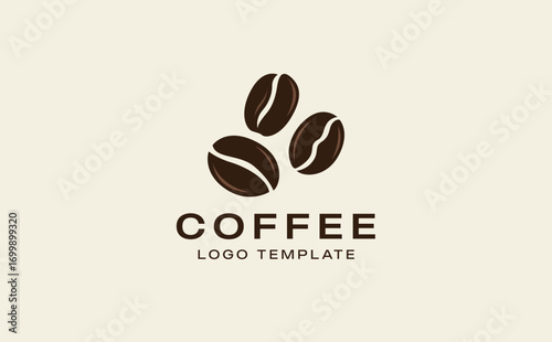 Minimalist Logo Design of Three Brown Coffee Beans with Modern Cafe Branding Style