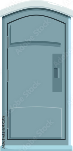 Portable restroom standing on white background, ideal for outdoor events and construction sites