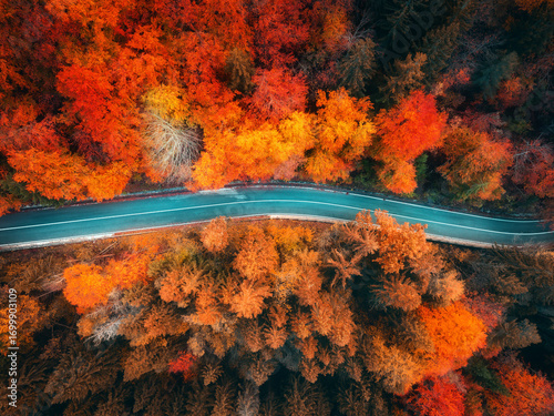 Aerial view of wet curvy ro...