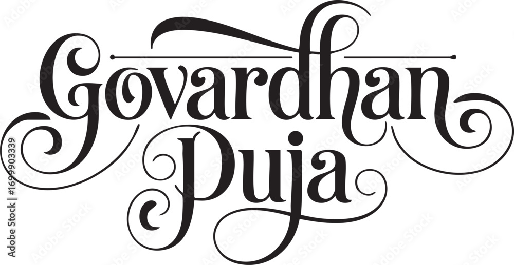 Fototapeta premium Govardhan Puja Typography Collection – Elegant Hand Lettering Designs for Hindu Festival Greetings
