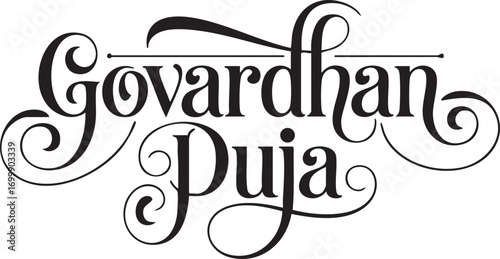 Govardhan Puja Typography Collection – Elegant Hand Lettering Designs for Hindu Festival Greetings