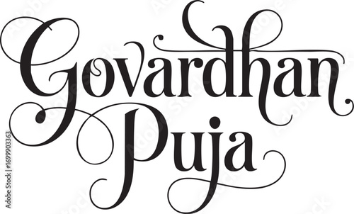 Govardhan Puja Typography Collection – Elegant Hand Lettering Designs for Hindu Festival Greetings