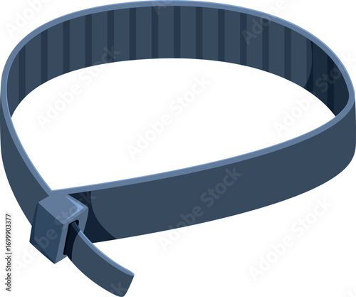 Dark blue plastic cable tie used for holding wires and cables together, securing objects, or bundling items