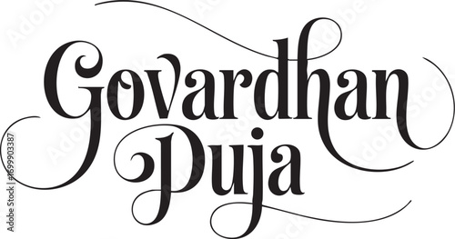 Govardhan Puja Typography Collection – Elegant Hand Lettering Designs for Hindu Festival Greetings
