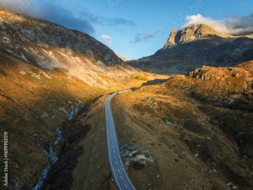 Aerial view of winding road...