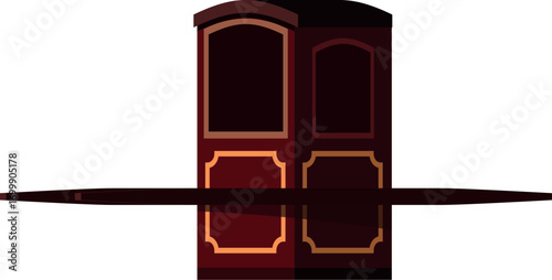 Wooden confessional booth with golden details reflecting on the floor, creating a solemn and private atmosphere