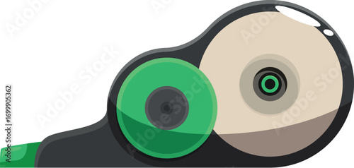 Correction tape dispenser lying on a white background, viewed from the side