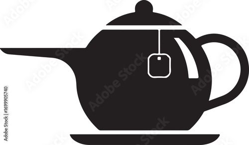 Teapot and Teabag Icon Tea Time Silhouette Vector