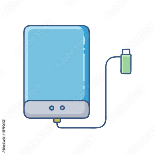 Simplified illustration of a water heater with a temperature regulator attached