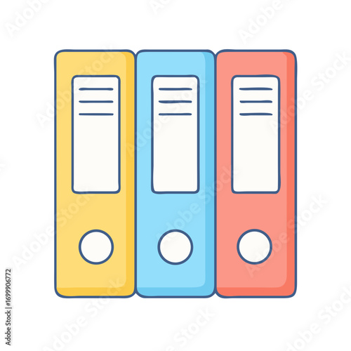 Three Colorful File Folders Sitting Neatly Together in a Professional Setting