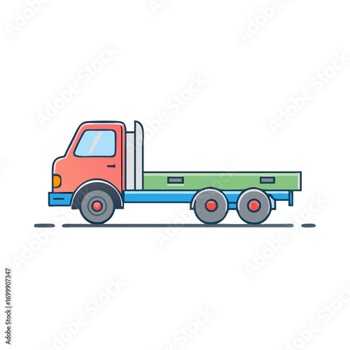 Illustration of a flatbed truck with colorful lines and smooth shadows