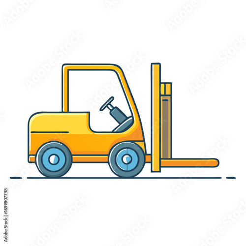 Stylized illustration of a yellow forklift truck on a white background