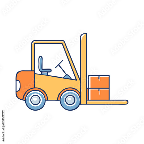 Stylized vector illustration of a forklift truck with two boxes loaded