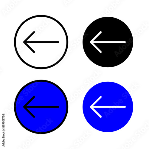 Arrow Left Icon . in stroke, black and colored vectors collection isolated on white background.