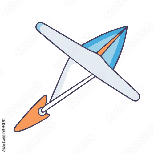 Cartoon Illustration of a Kite with Crossbars and a Handle Isolated