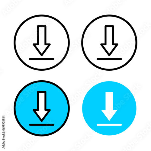 Download Icon . in stroke, black and colored vectors collection isolated on white background.