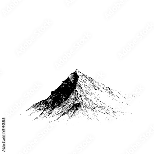 Mountain peak landscape drawing sketch illustration vector art black and white nature outdoor high altitude scenic view