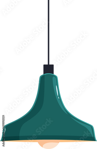 Stylish green hanging lamp providing warm illumination, perfect for modern interior design