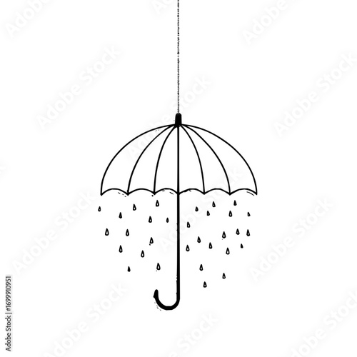 Umbrella rain weather forecast protection rainfall season monsoon raindrops climate wet shower parasol sketch