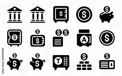 Vector art of set of banking and finance vector icon design