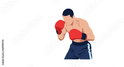 Animated boxer demonstrates defensive stance and jab techniques