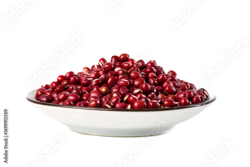Fresh Red Adzuki Beans in White Bowl on White Background - Healthy Legumes for Cooking