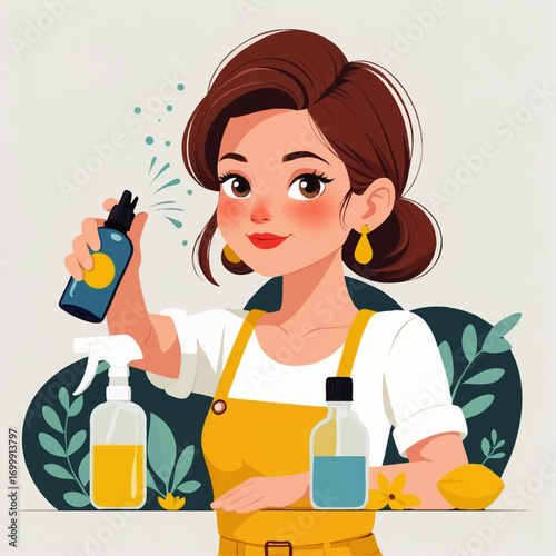 Woman creating homemade beauty products in her kitchen lab