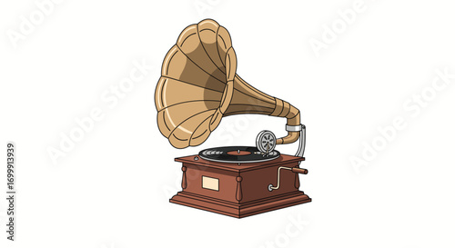 Retro gramophone music player vintage audio device