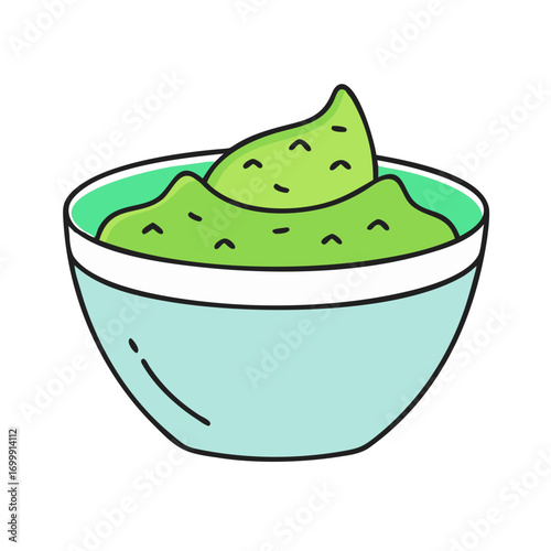 Delicious avocado dip in light blue bowl, ready to be served fresh