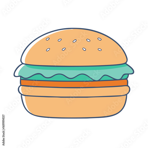 Colorful and playful cartoon hamburger illustration with simple design elements