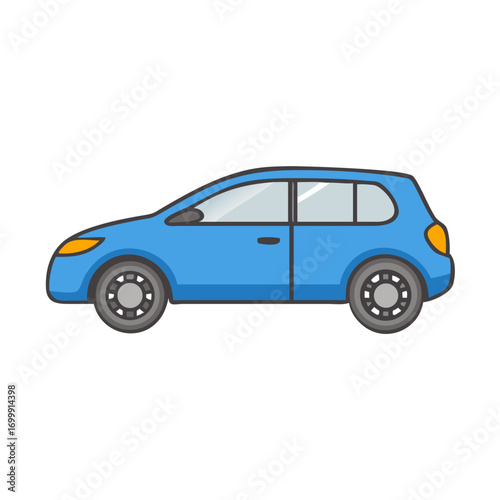 Simple blue car side view illustration for automotive or transportation themes