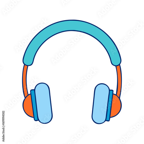 Vibrant headphones in blue and orange, a modern audio device illustration