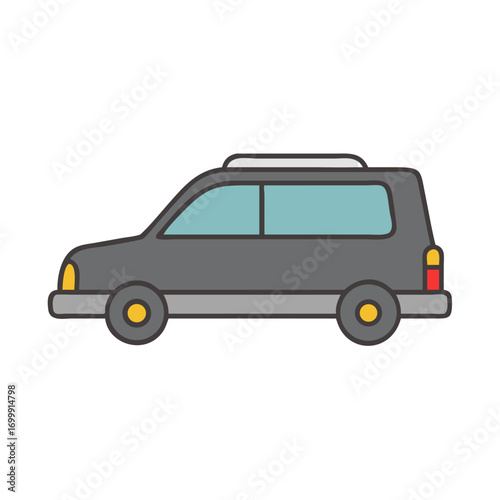 Simple vector illustration of a grey SUV car with roof rack