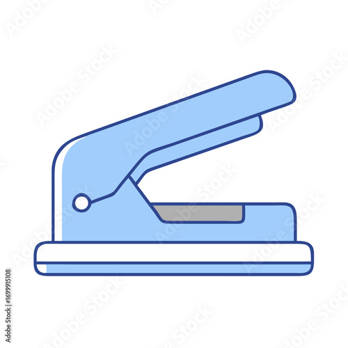 Illustration of a blue hole puncher, stationery item, school or office supply