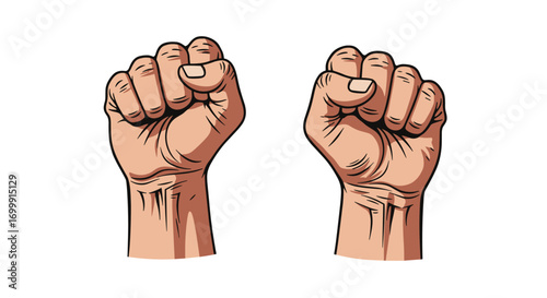 Two fists raised in solidarity and strength for protest and activism