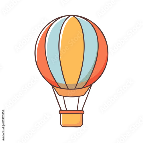 Whimsical hot air balloon illustration in pastel colors for travel designs