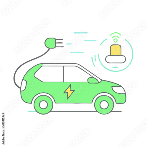Electric vehicle charging with a plug and Wifi connectivity at station