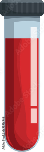 Glass test tube filled with blood sample, ready for laboratory analysis and medical diagnosis